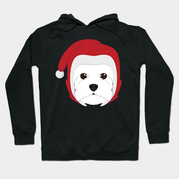 West Highland White Terrier Dog With Red Santa's Hat Funny Xmas Gift Hoodie by salemstore